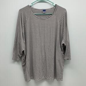 Old Navy Maternity Shirt Womens XL Black/White Stripe Nursing 3/4 Sleeve Stretch
